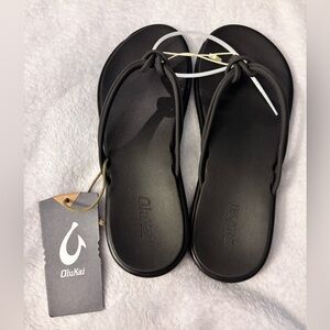 OluKai Black Braided Thong Sandals